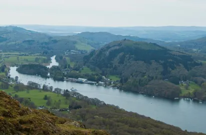 An aerial view of Lakeside Pier & Fell Foot Jetty