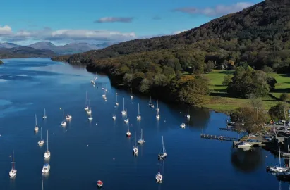 An aerial view of Fell Foot Jetty
