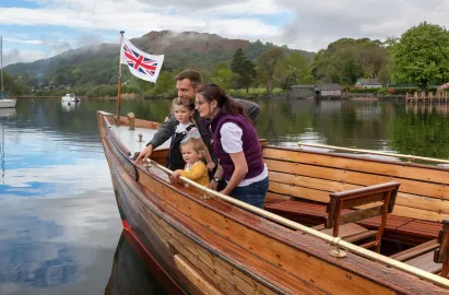 A family enjoying a cruise on a traditional launch