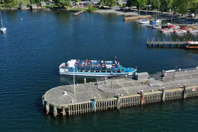 Modern launch at Ambleside jetty