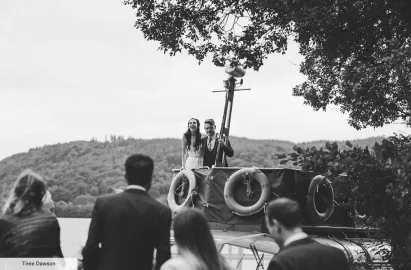 Drinks recpetion onboard modern launch