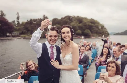 Drinks recpetion onboard modern launch