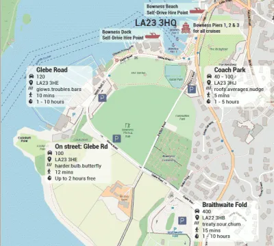 A map of Bowness Car parks