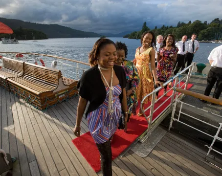 Guests arriving for the buffet cruise