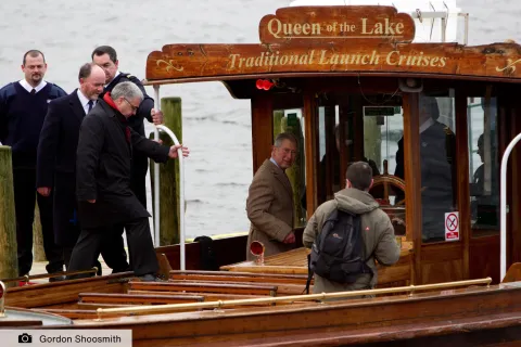 Prince Charles boards Queen of the Lake during a visit to Windermere in 2010