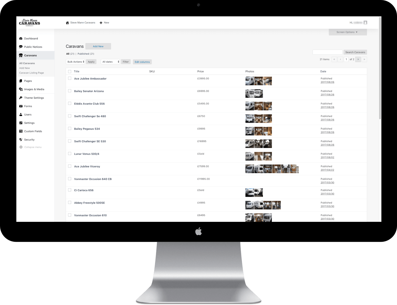 WordPress admin experience