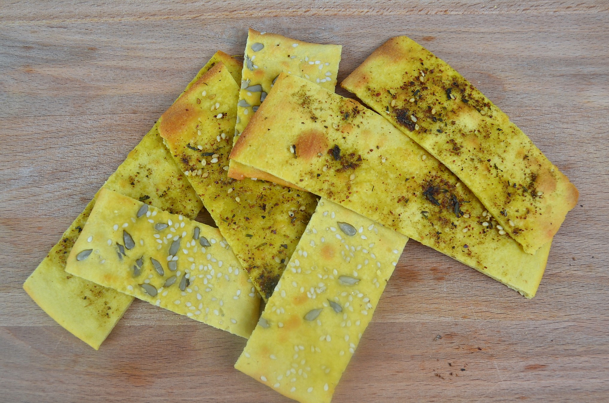 Sunflower and Sesame SeedsZa'atar Spiced Gram Flour Crackers Recipe dontask4salt Vegetarian Snacks