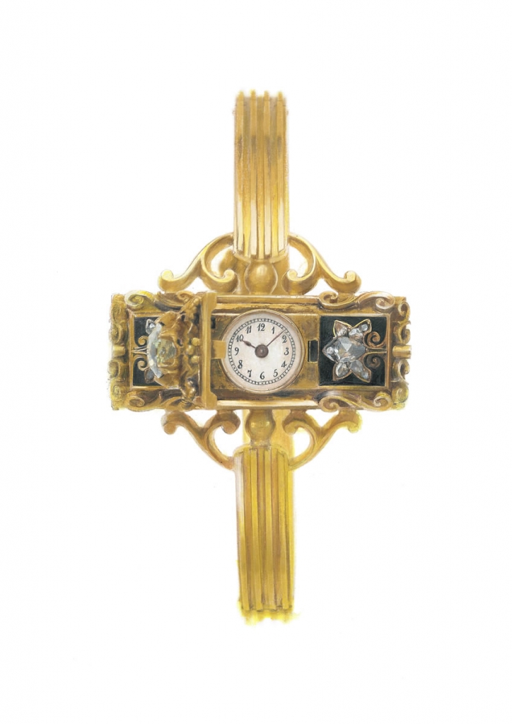 painting of an antique pate philippe wristwatch