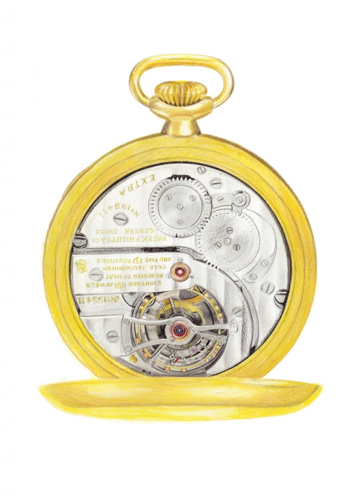 Illustration of the inner workings of a pocket watch