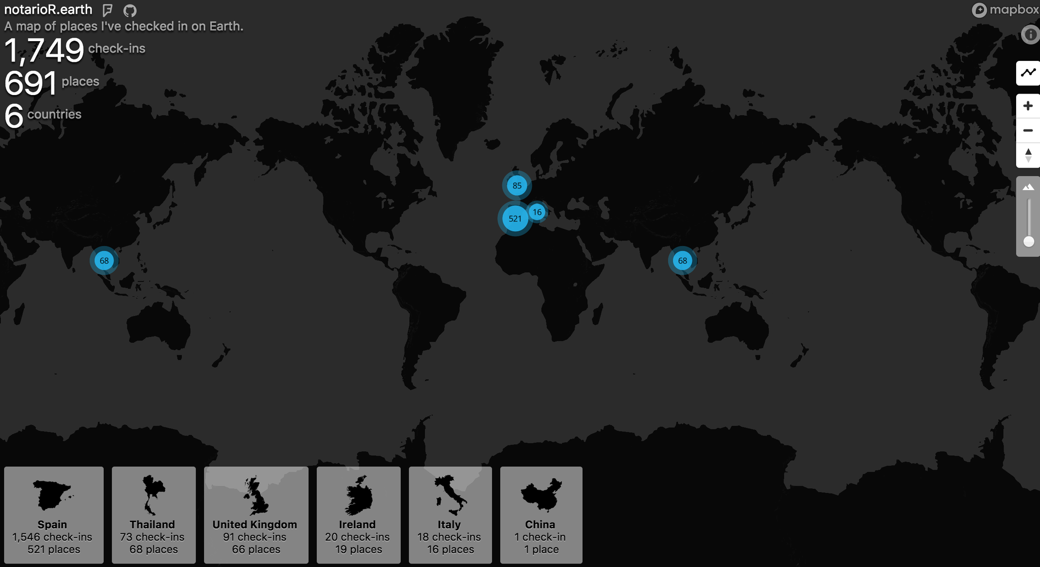 Building a map with all places where I've checked in from foursquare