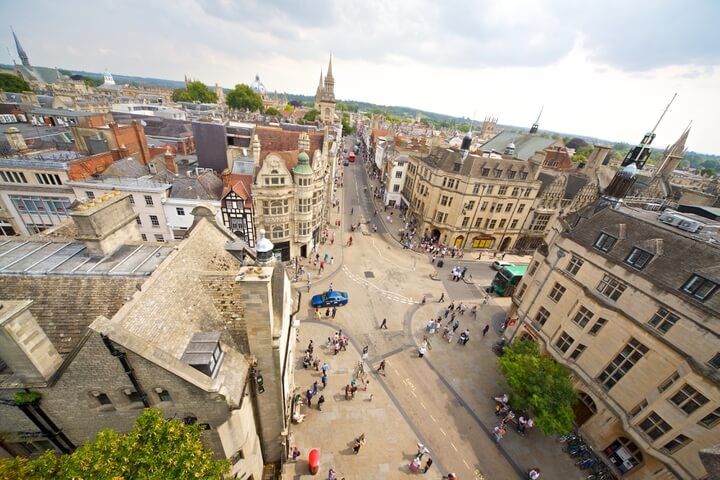 Arial shot of Oxford City Centre