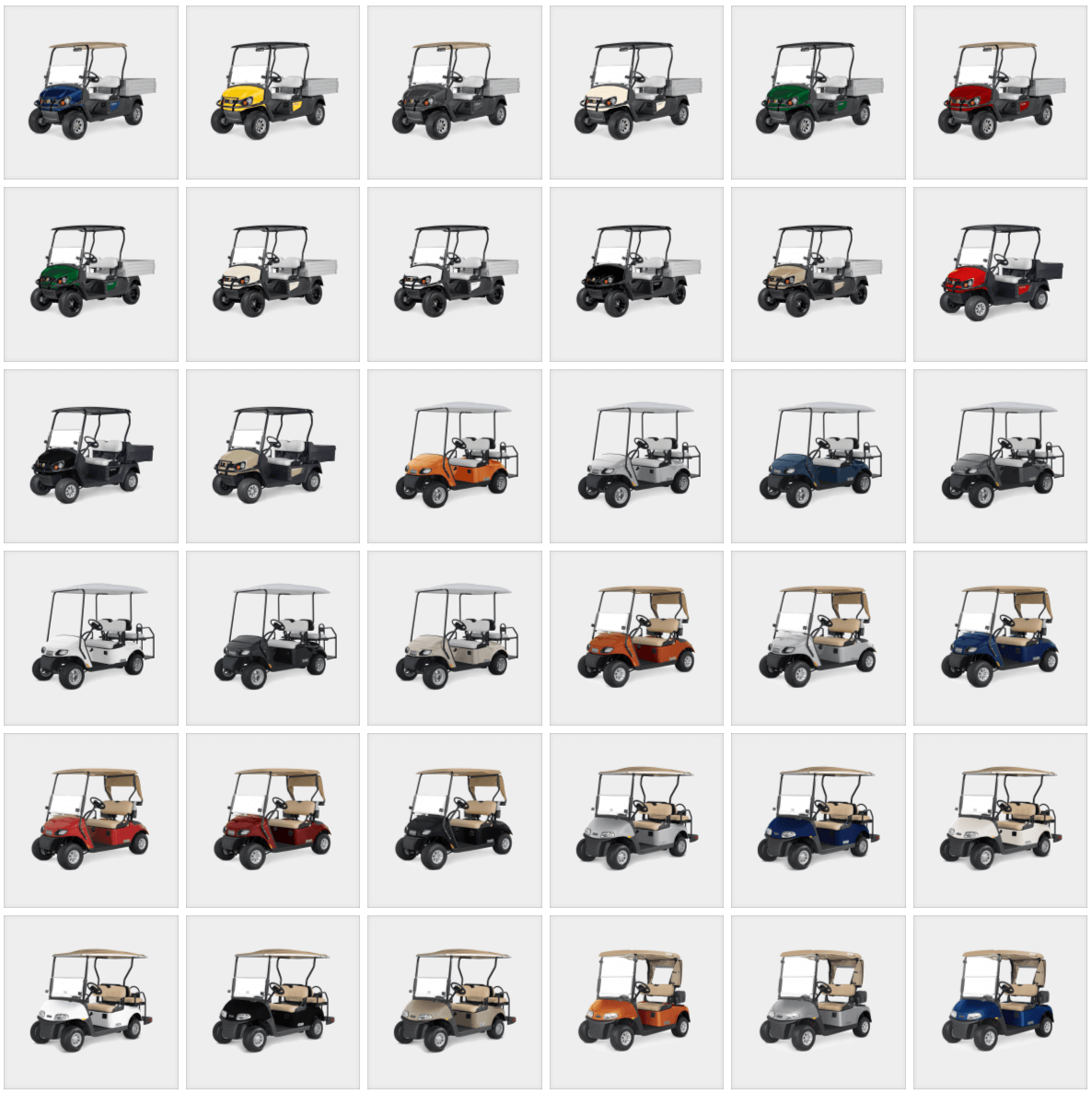 Range of vehicle colours 1