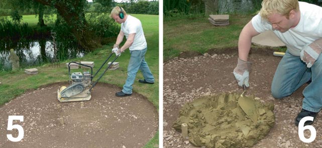 Paving needs to be laid on a firm and level ‘sub-base’; Prepare a mortar mix of one part cement to six parts’ building sand