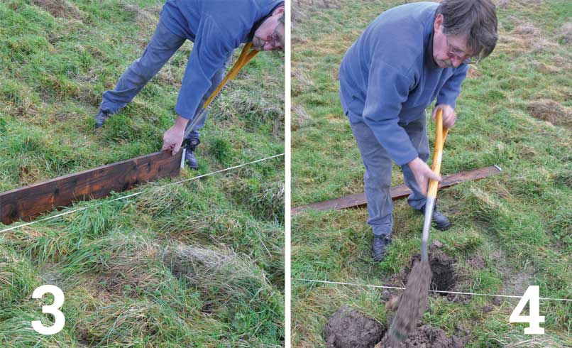 Mark out the position of the remaining post holes; Dig out the remaining post holes