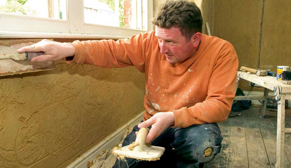 Plastering under a window cill
