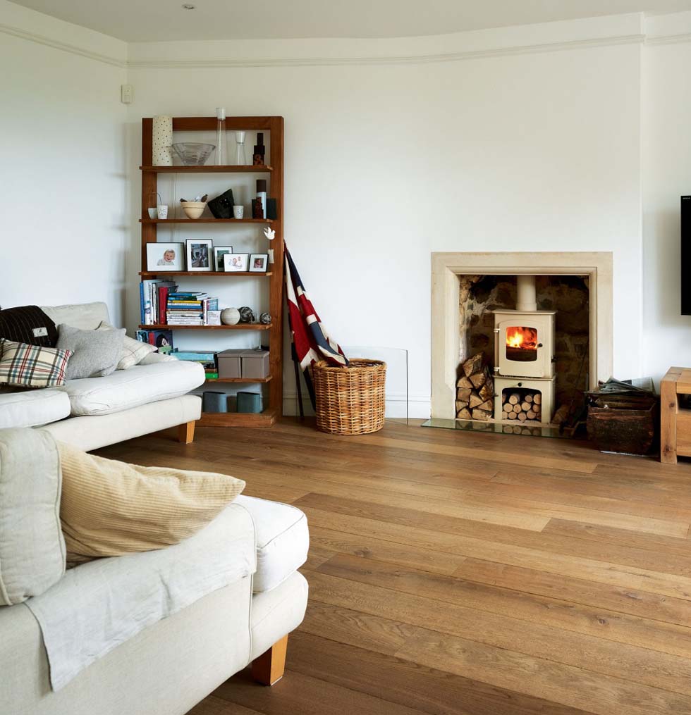 Thompson Villa living room with woodburner
