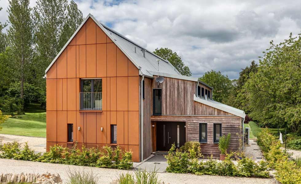 hanse haus selfbuild architecture exterior copper cladding