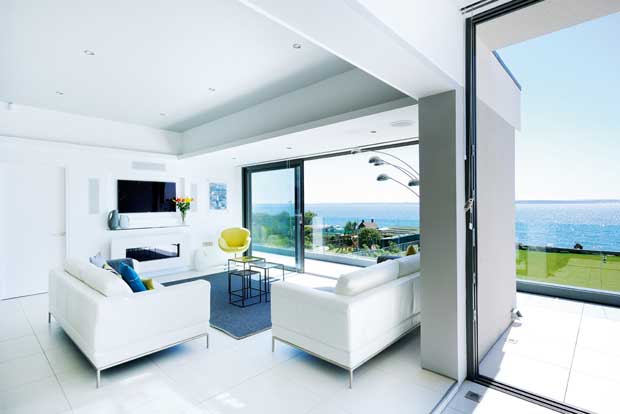 Full height sliding doors with powder-coated aluminium frames
