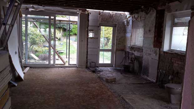 Gutted interior