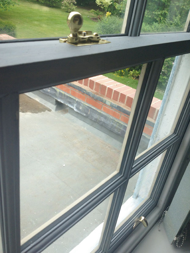 close up of a sash window