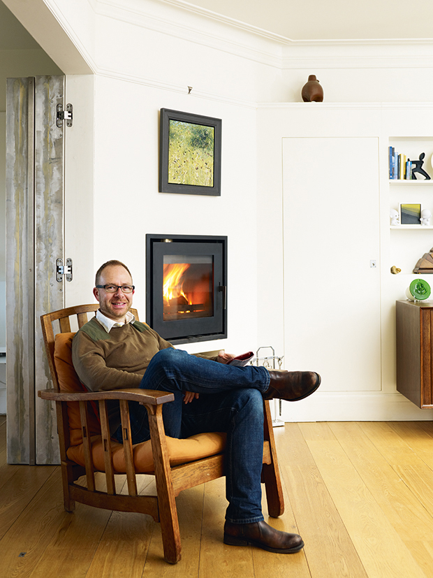 Richard Zinzan in the lounge of his renovated home in Brighton