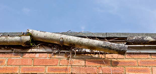 a gutter which is falling off