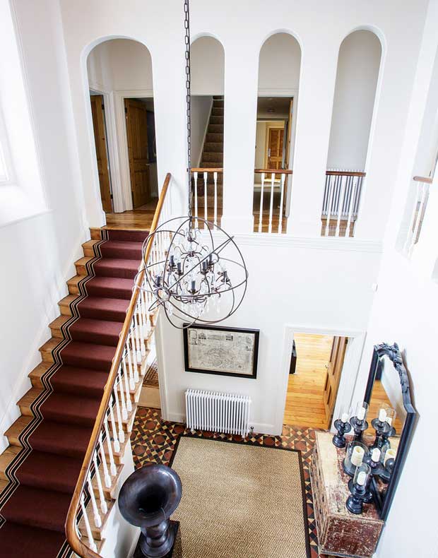 The staircase viewed from the gallery