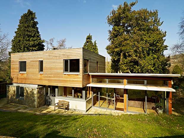 Contemporary cedar clad home in a conservation area