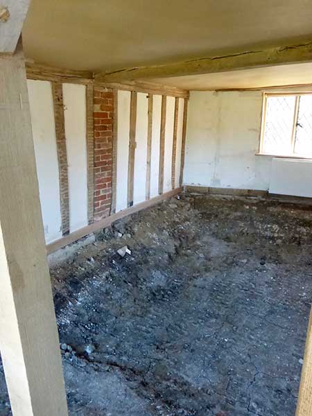 Excavated floor in old house