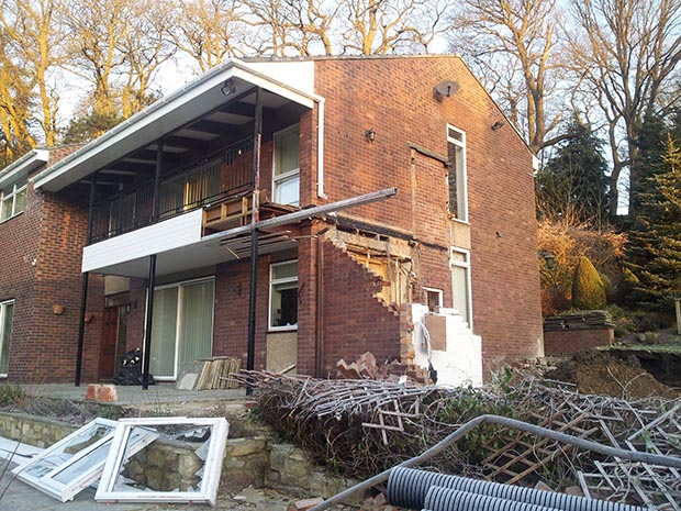 demolished side extension on Treetops