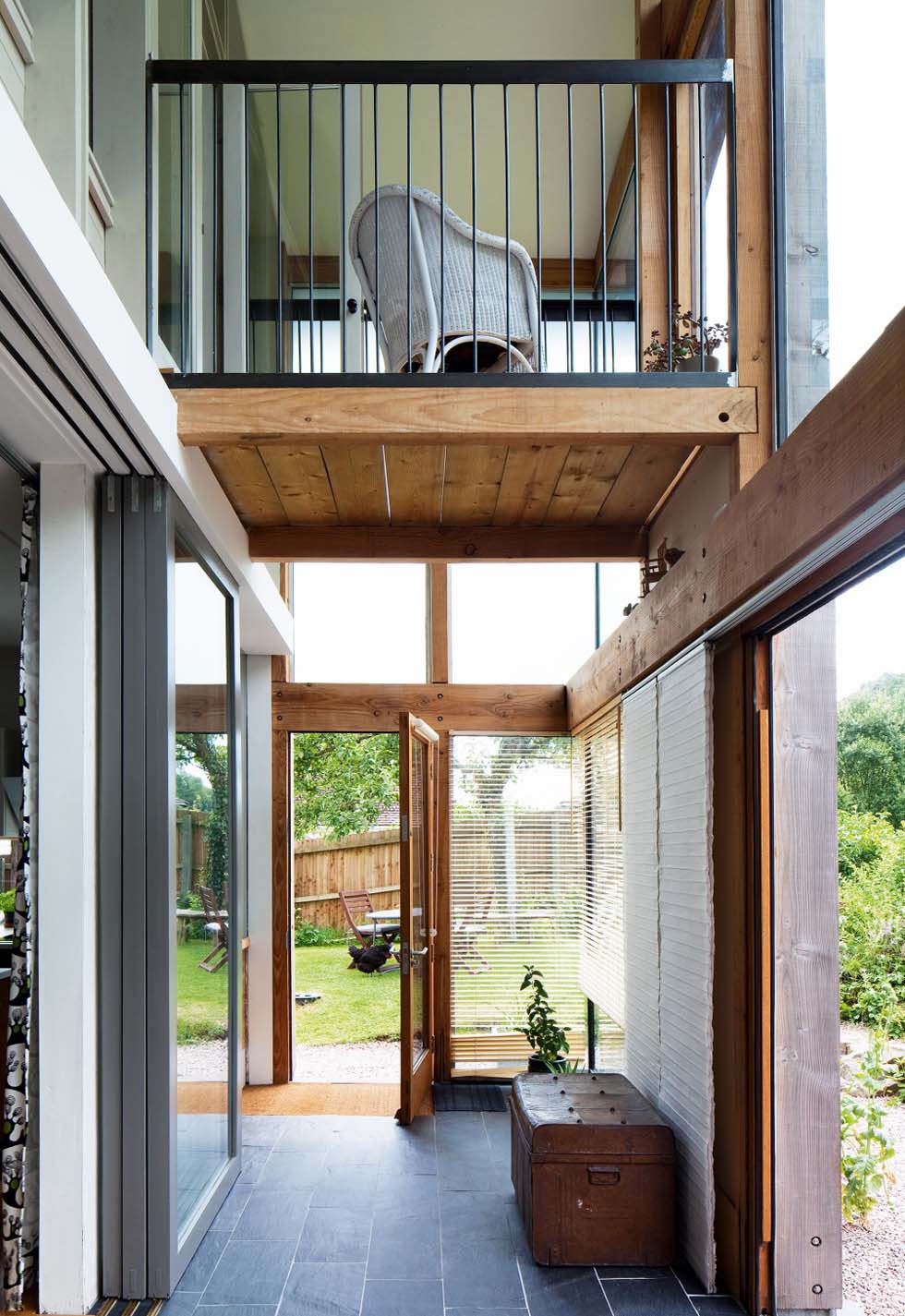 The master bedroom upstairs has its own walkway