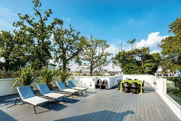 the roof deck