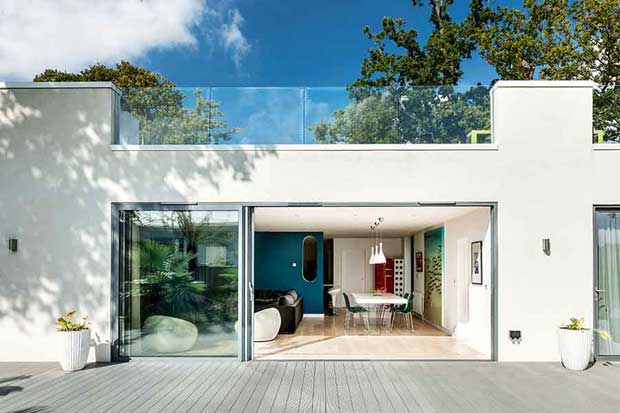 Large sliding doors ope out onto the garden