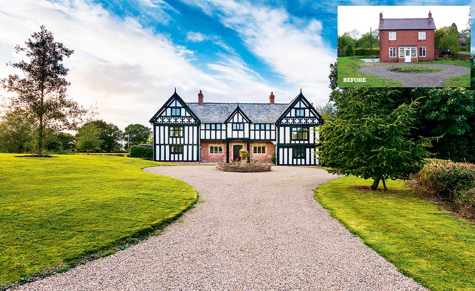 A Tudor-style remodel has been given to this former Georgian red brick home