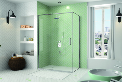 modern shower enclosure with sliding door