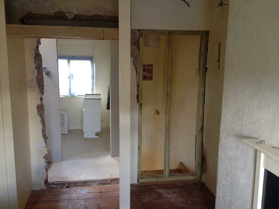old doorway and new doorway in loft conversion
