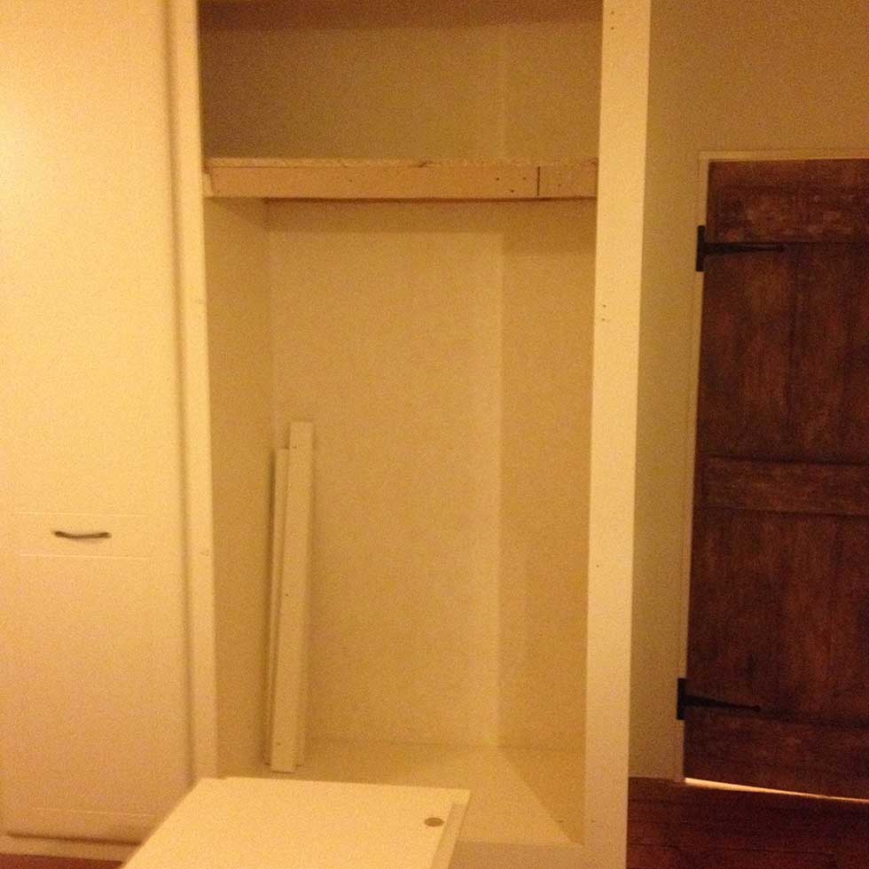 wardrobe open in Victorian bedroom