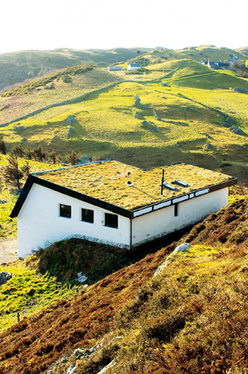 green roof scotland white render eco