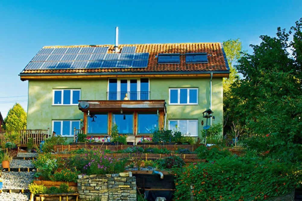 green house sloping site exterior