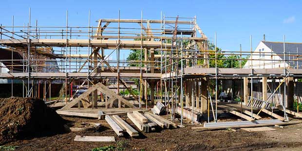 The completed oak frame