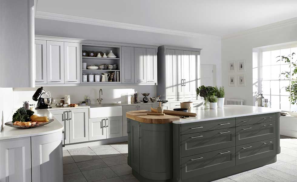 Shaker style kitchen with island unit