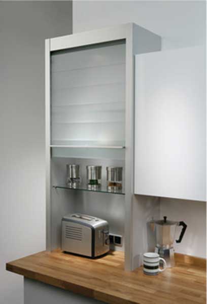 Kitchen unit with roller door