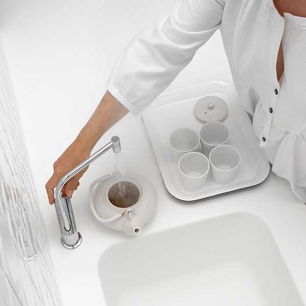Chrome boiling water tap