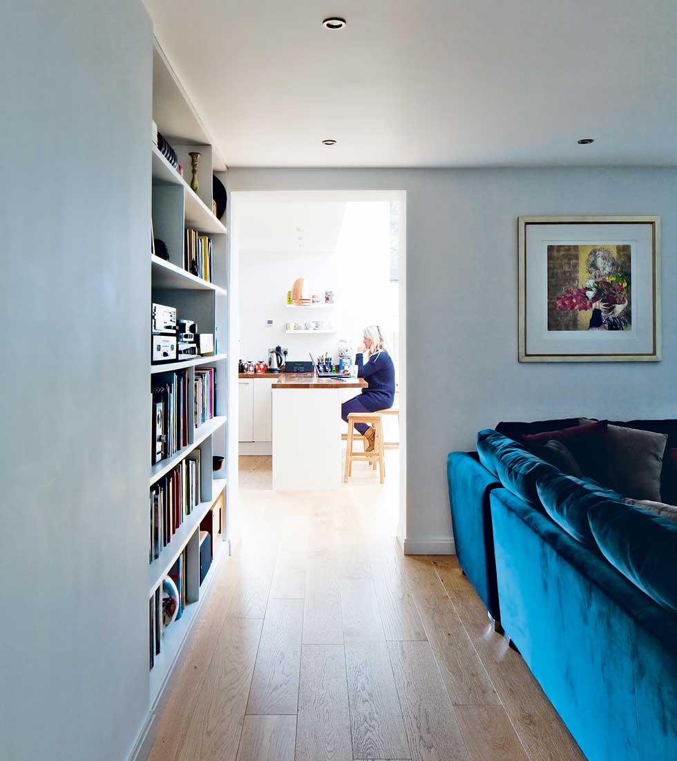 Built-in storage in the living room wall