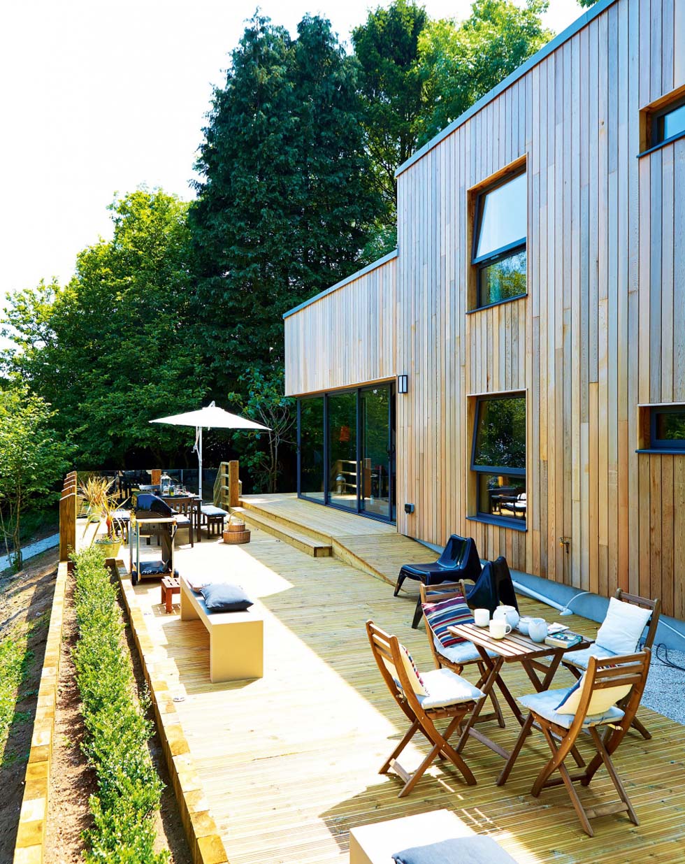 Timber decking at the back of the house