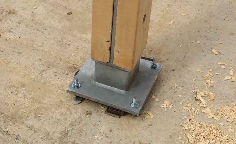 post and beam baseplates for Passivhaus