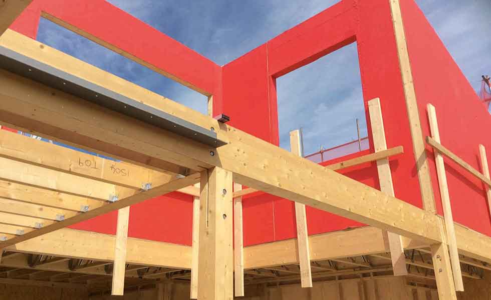 first floor walls panels ready for roof structure