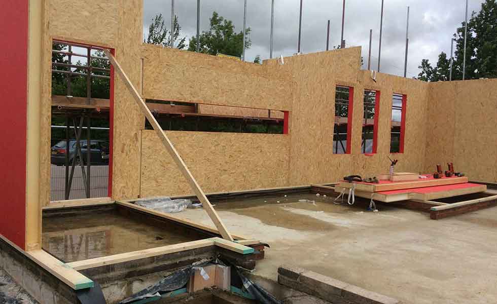 securing the walls panels for Passivhaus