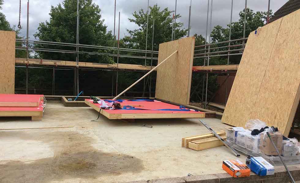 securing the first wall panel for a Passivhaus