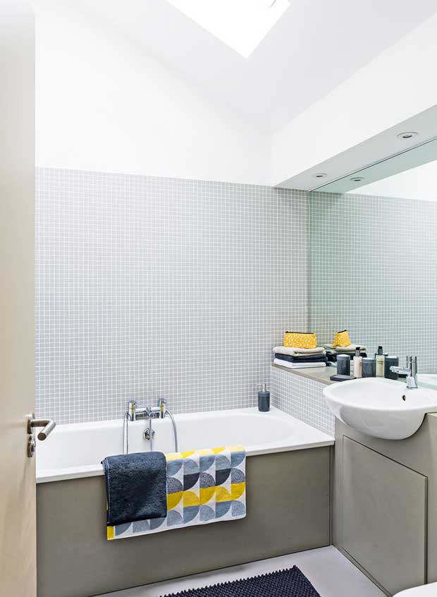 Family bathroom with a rooflight to allow light and privacy